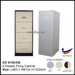 EG S106/AB- Steel 4 Drawer Filing Cabinet with Recess  Handle